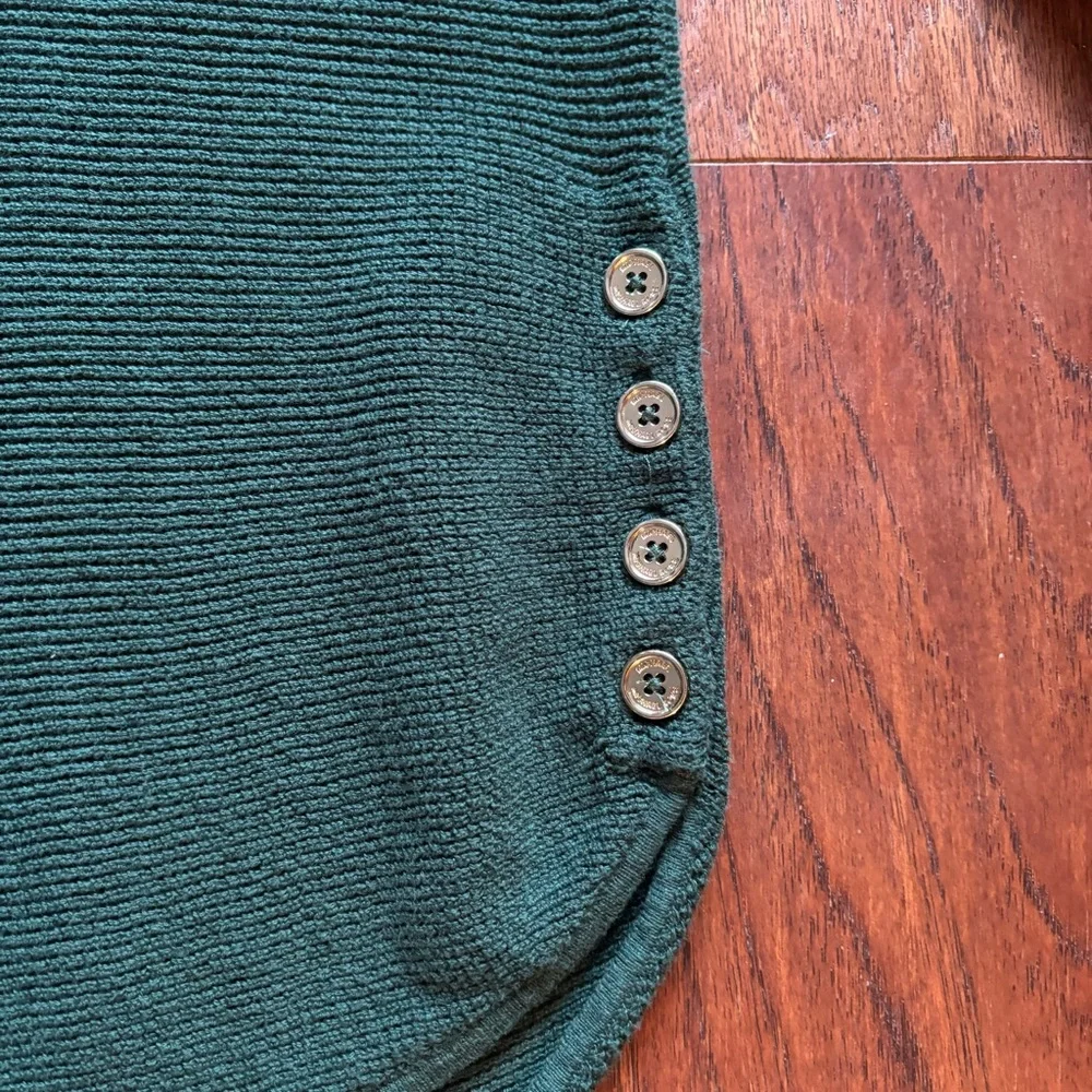 Michael Kors Forest Green Dolman Sleeve Knit Sweater | Size L | Button Hem